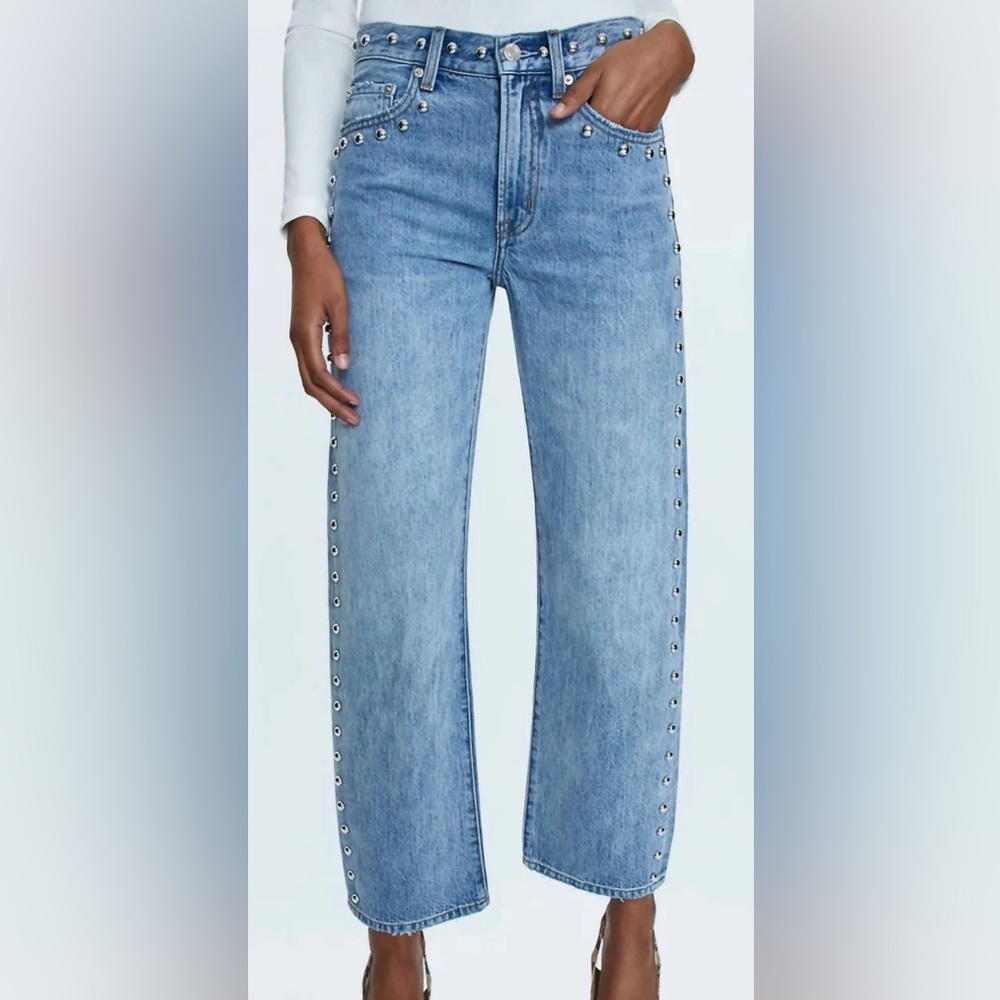 Pistols Lexi Bowed Straight Leg Studded Jeans - VEUC Size 27
